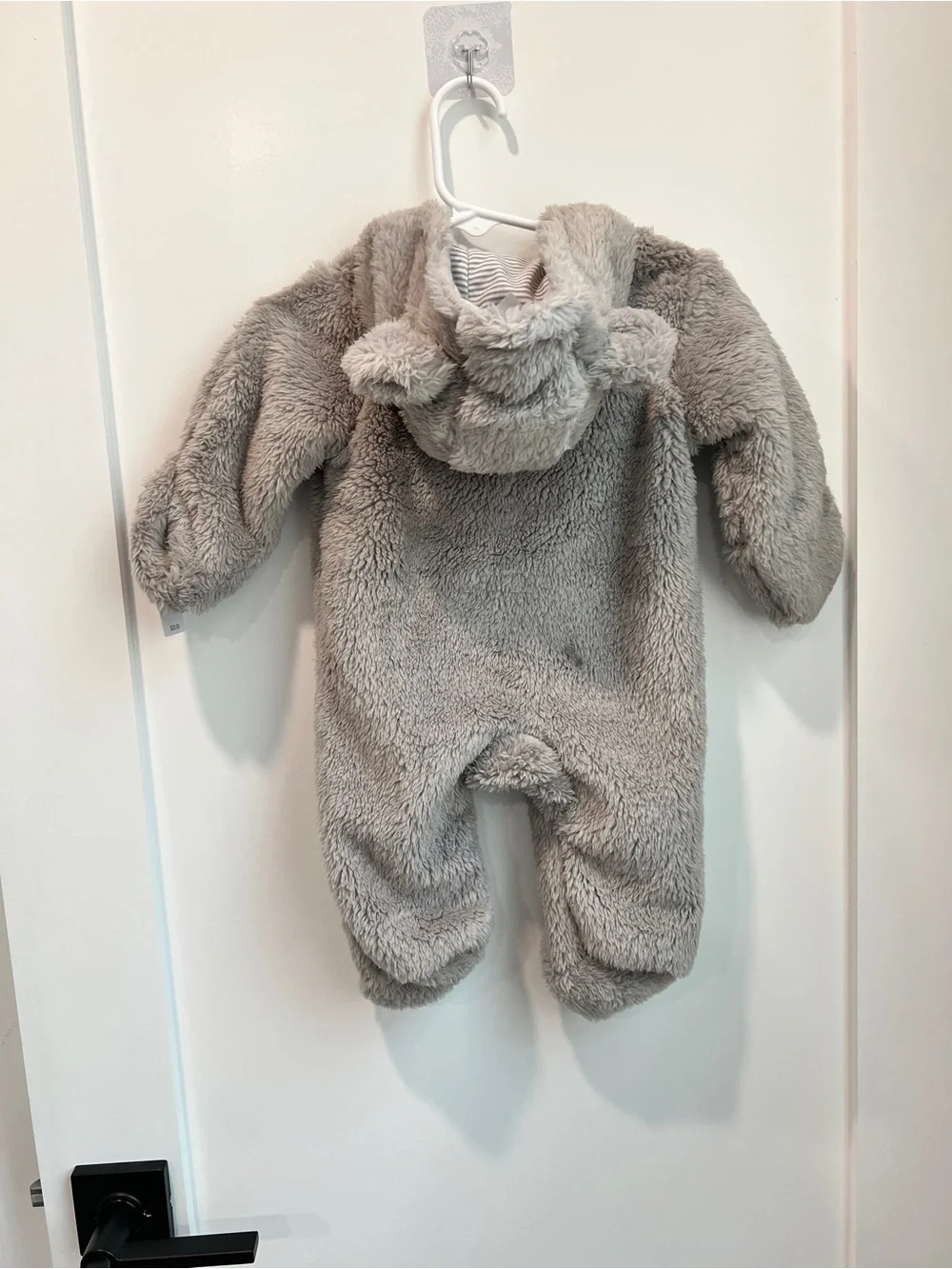 Carter’s Baby Sherpa Hooded Bunting Suit Gray 3 Months Bear Ears Cozy One-Piece